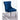 Blue upholstered chair with metal legs