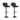 Set Of Two black bar stools with cushioned seats