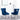 Set Of Two blue Accent chairs with tufted backs and lion emblem
