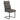 Gray upholstered chair with black metal legs on a white background