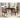 Dining room set with a table and four fabric cushioned chairs