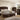 Wooden bedroom furniture set with bed, dresser-mirror, storage chest and nightstands