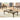 Set of three dark walnut coffee tables with marble surfaces 