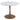 Round table with marble top and brown base on a white background