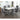 Dining room set with a white marble top dining table and gray chairs 